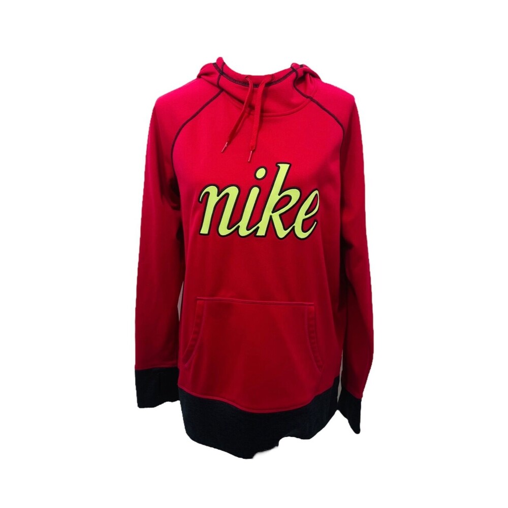 Nike Women’s XL Pink Hoodie Therma-Fit Big Logo Athletic Sweatshirt Pocket